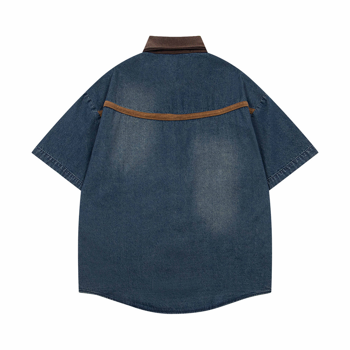 Retro contrast color cartoon short sleeve shirt