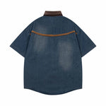 Retro contrast color cartoon short sleeve shirt