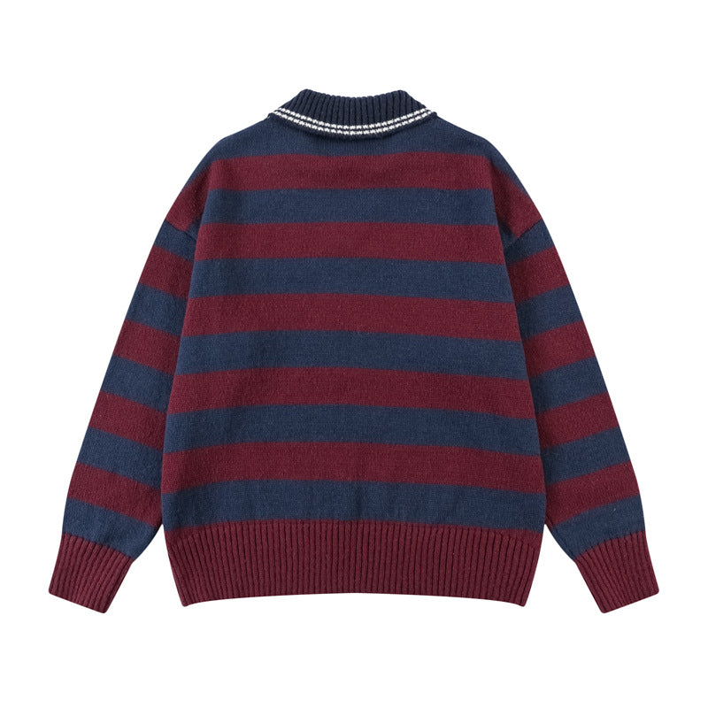 Retro yellow versatile striped sweater