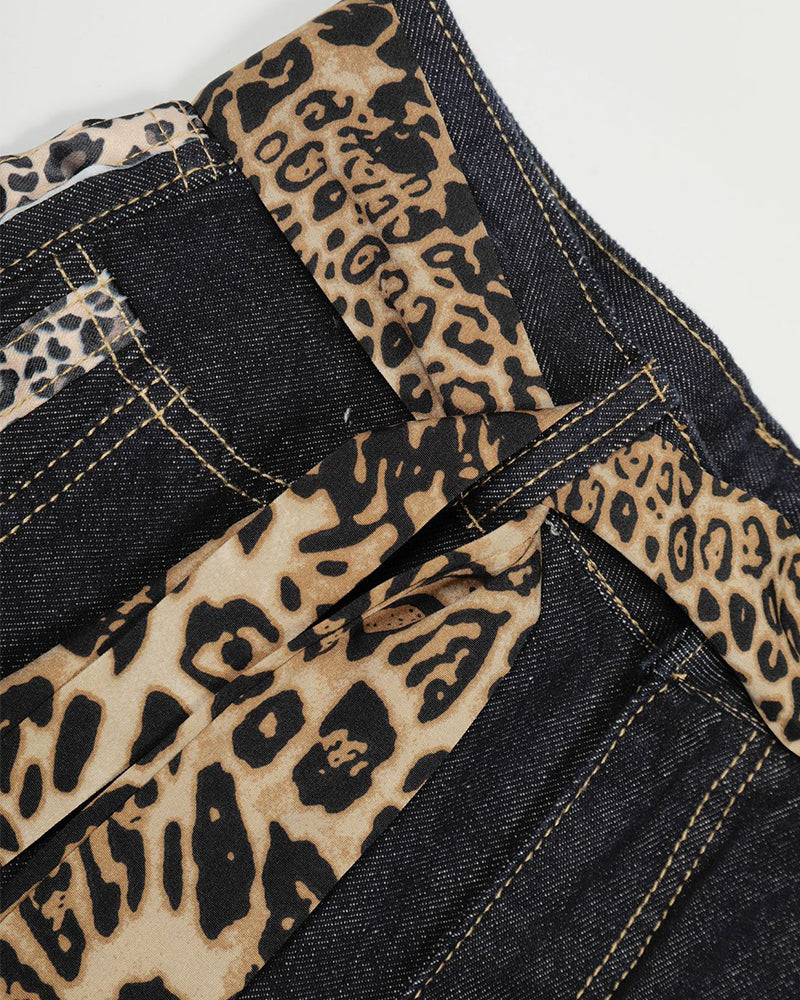 Loose leopard print jeans
