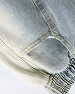 拼接撞色寬鬆牛仔褲