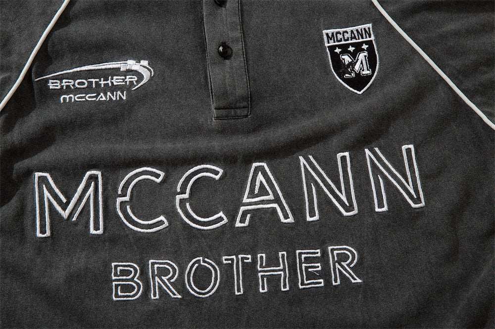 復古做舊水洗翻領短袖