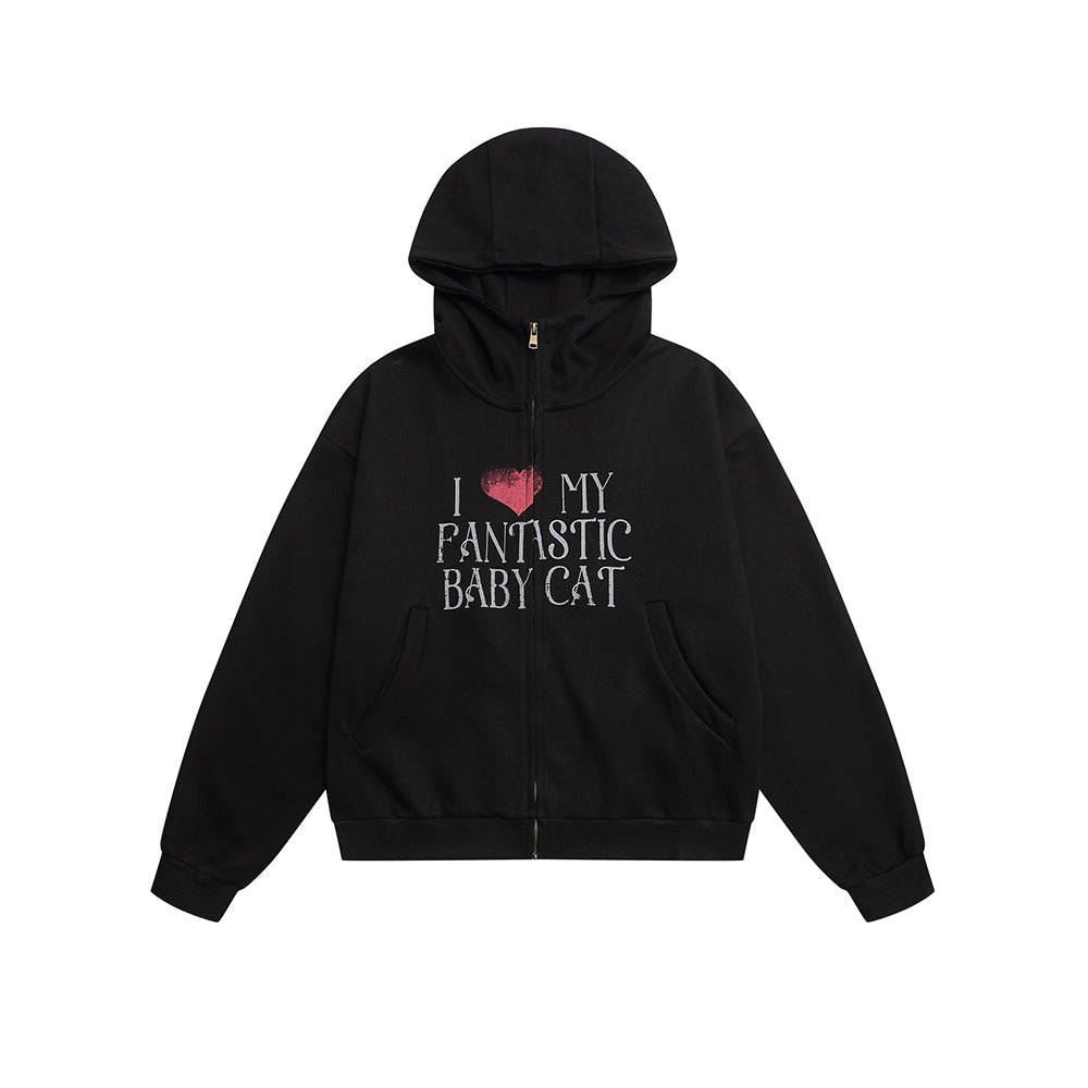 Heart Letters Hooded Sweatshirt Jacket