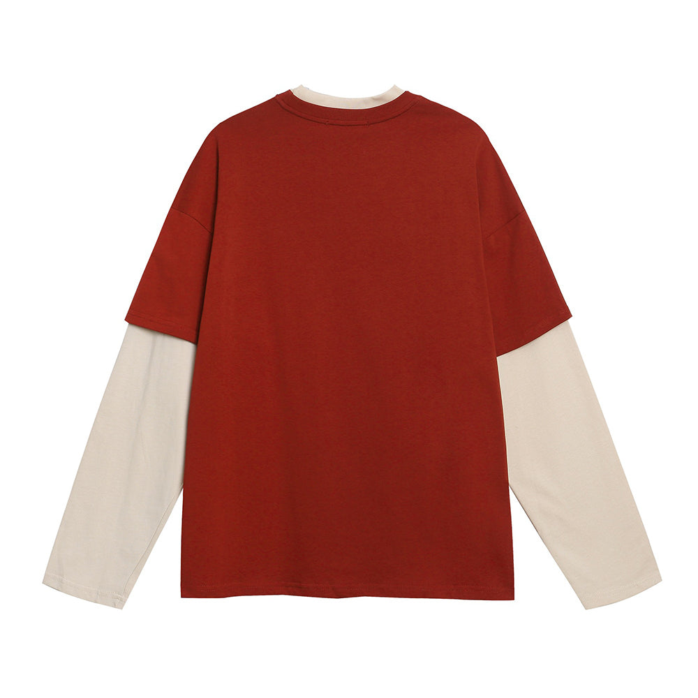 Autumn fake two piece long sleeves