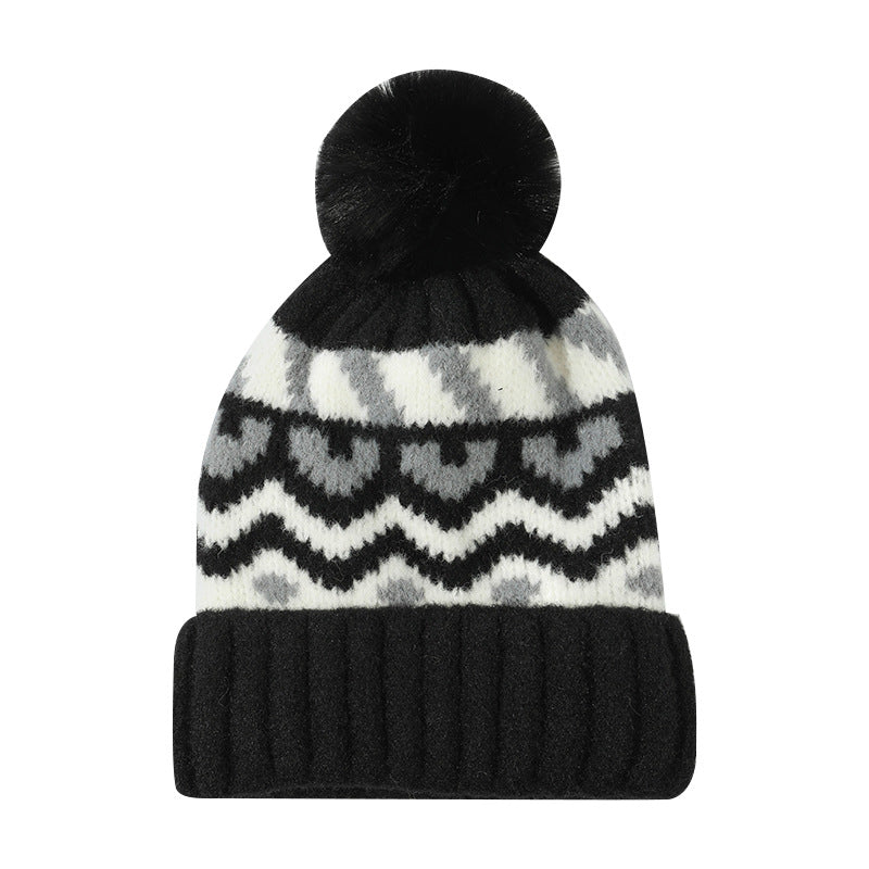 復古拼色保暖護耳帽