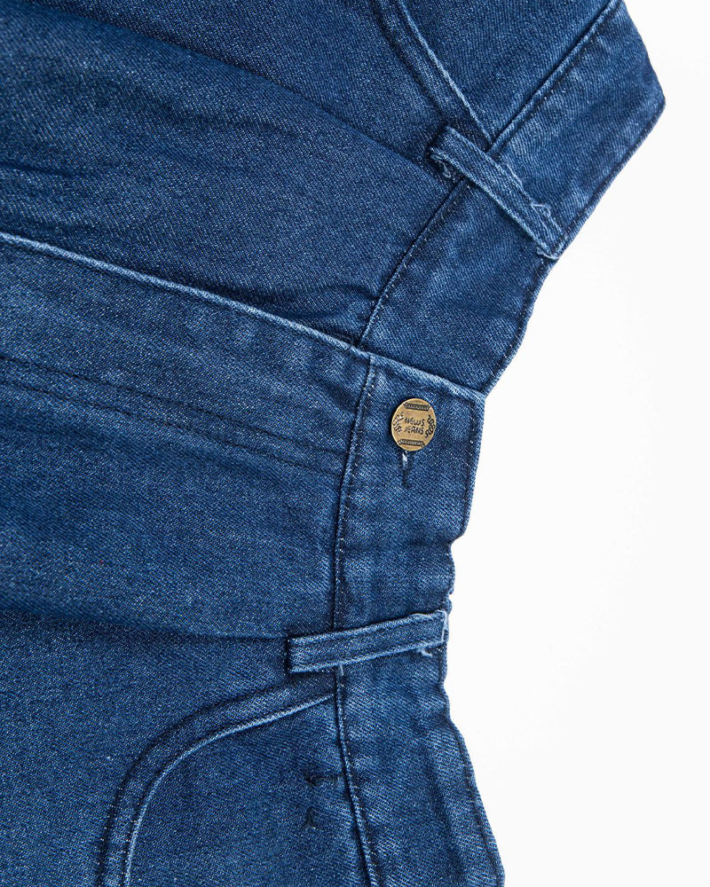 Cartoon embroidered denim shorts