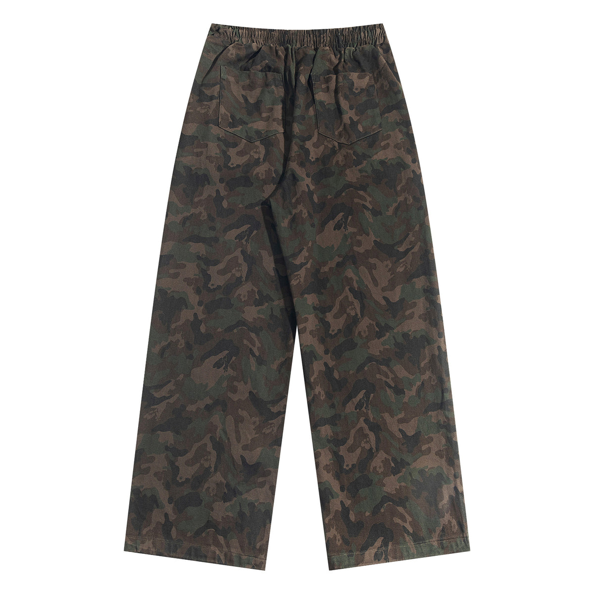 Retro washed distressed camouflage pants