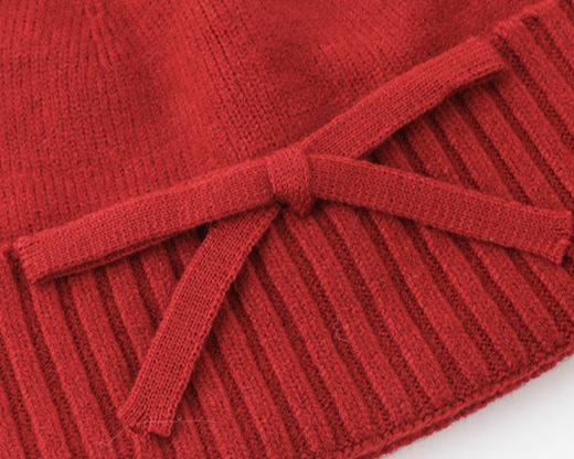 雙層加厚純色蝴蝶結帽