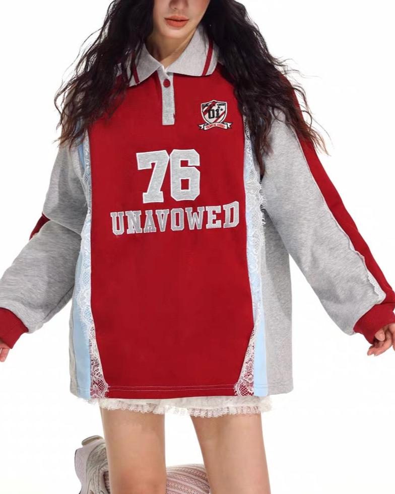 復古刺綉翻領長袖