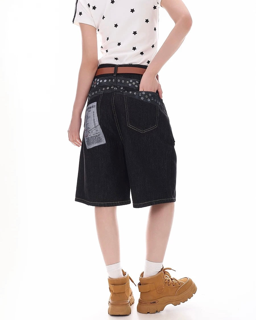 Loose waistband printed shorts