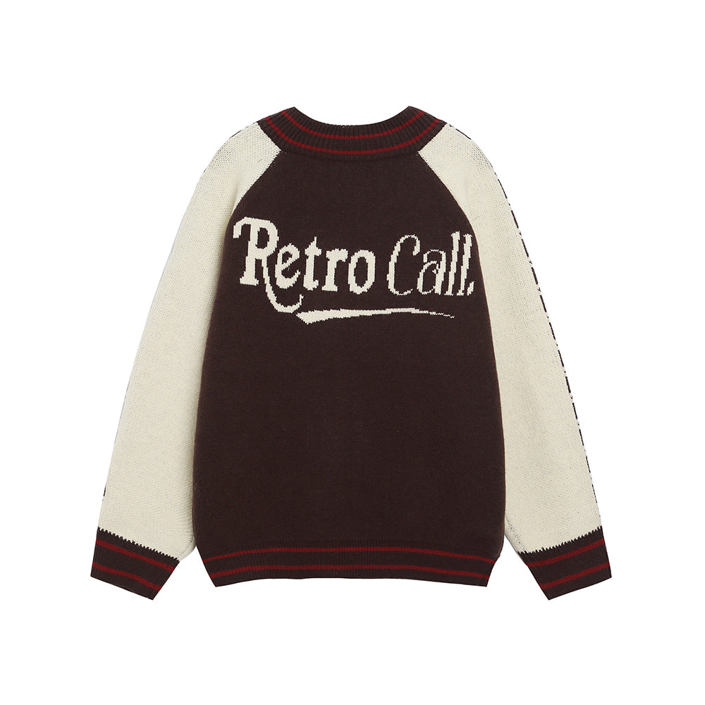 Retro contrast color stitching sweater