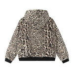 Vintage leopard print cotton hooded jacket