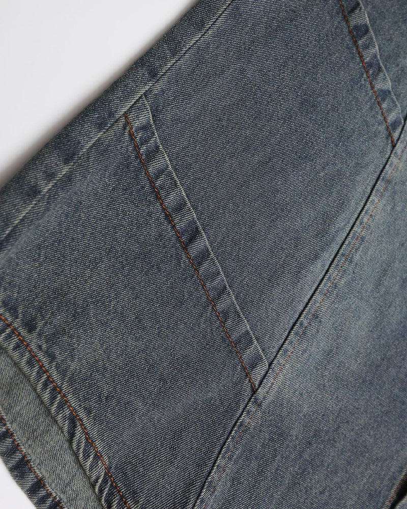 Vintage distressed denim long sleeve shirt