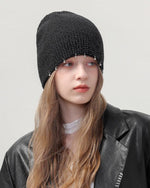 針織挂珠裝飾包頭帽