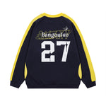 Retro color block crew neck sweatshirt