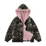 Retro reversible hooded cotton jacket