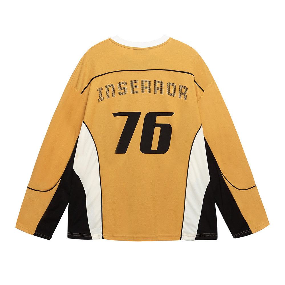 Contrast color stitching long sleeves