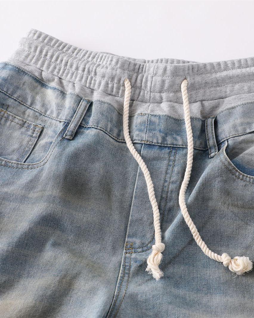 Patchwork ripped jeans