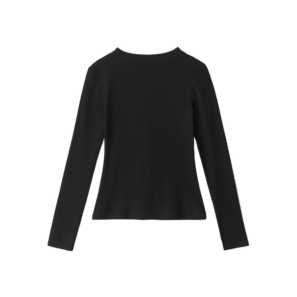 라운드넥, 슬림핏, 긴팔 상의 (여성용)