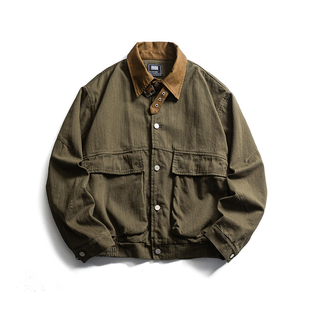 Patchwork lapel coat