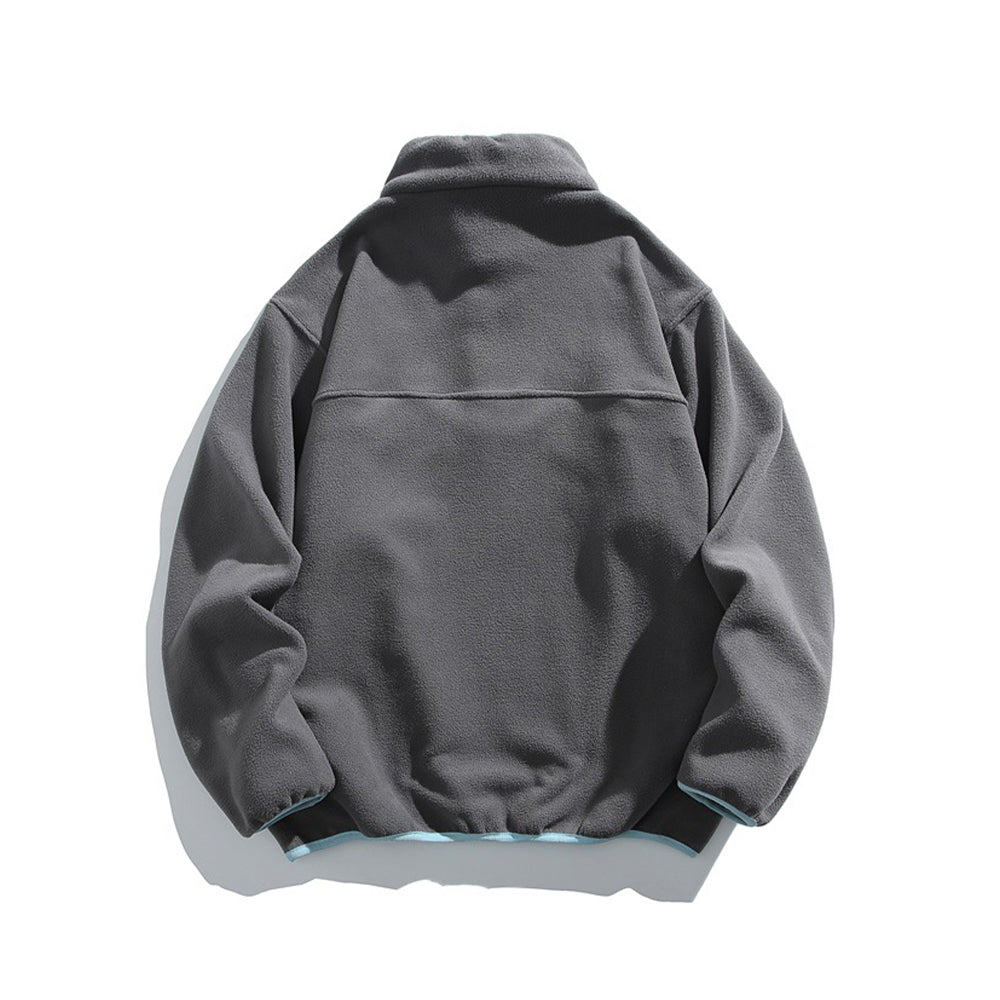 Casual stand-up collar fleece-lined sweatshirt