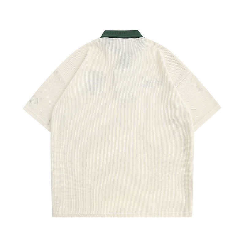 美式復古刺綉撞色短袖