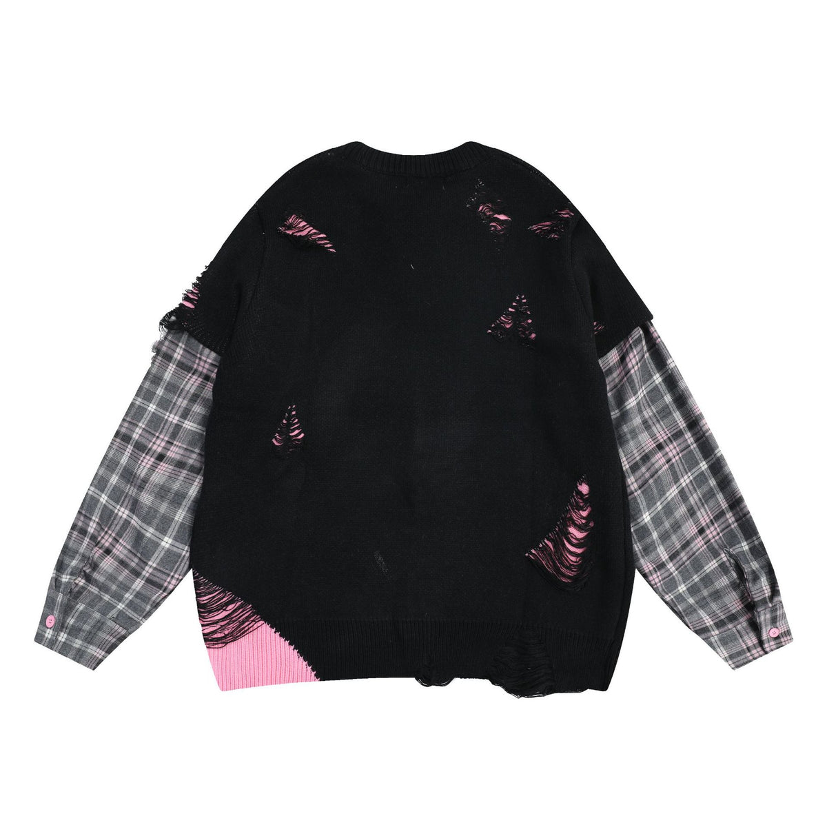 Retro patchwork fake two-piece knitted sweater