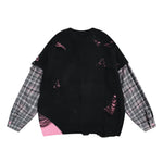 Retro patchwork fake two-piece knitted sweater