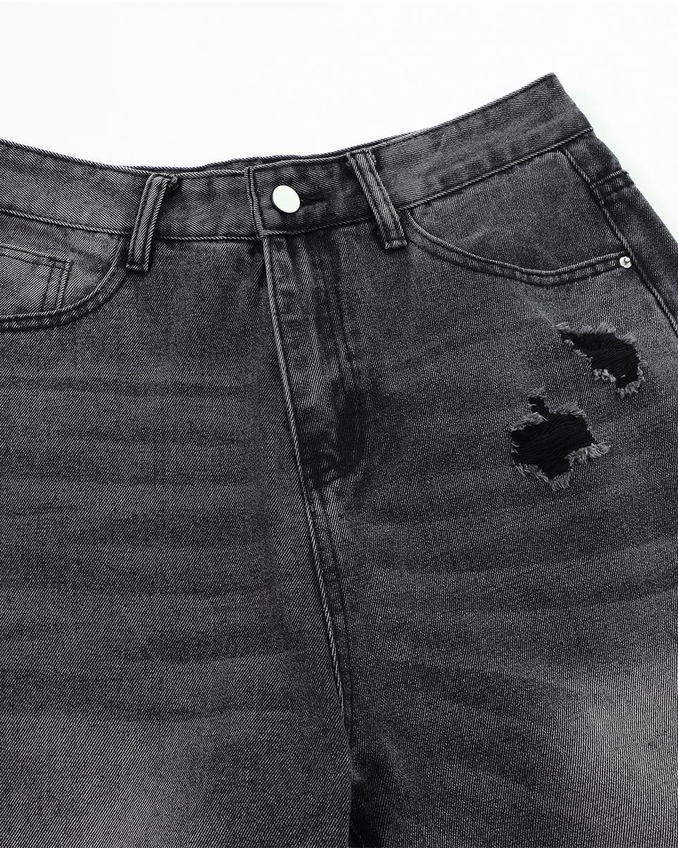 水洗破洞牛仔褲