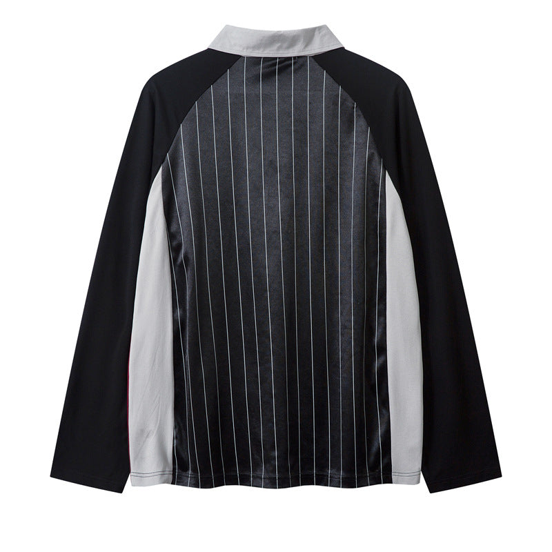 Retro sports contrast color long-sleeved jersey