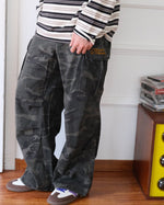 Retro versatile straight-leg camouflage overalls