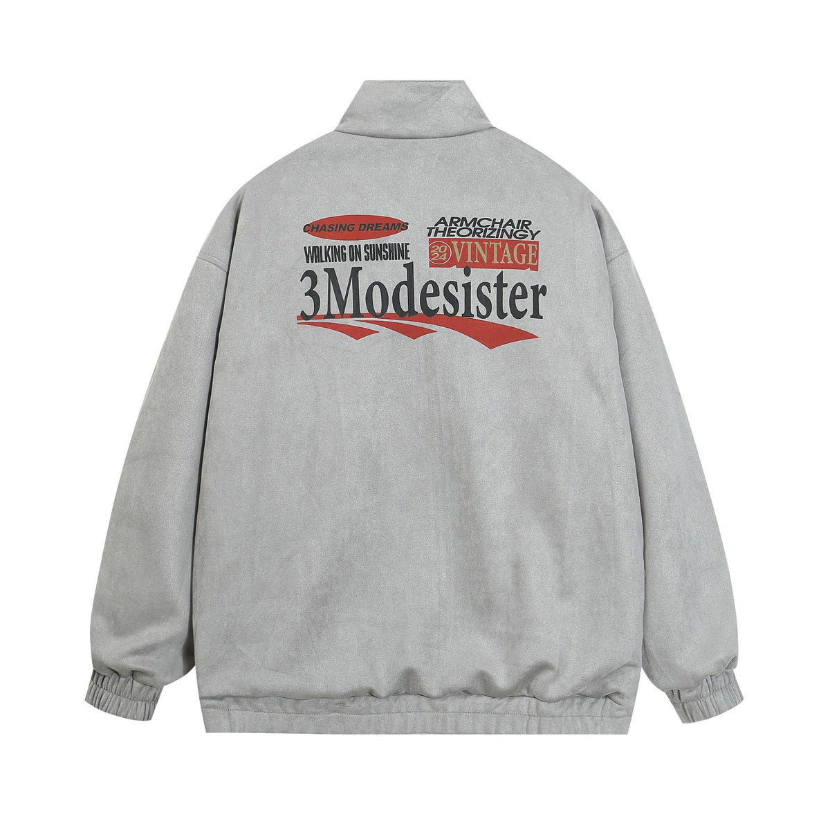 Contrast color patchwork stand collar reversible jacket