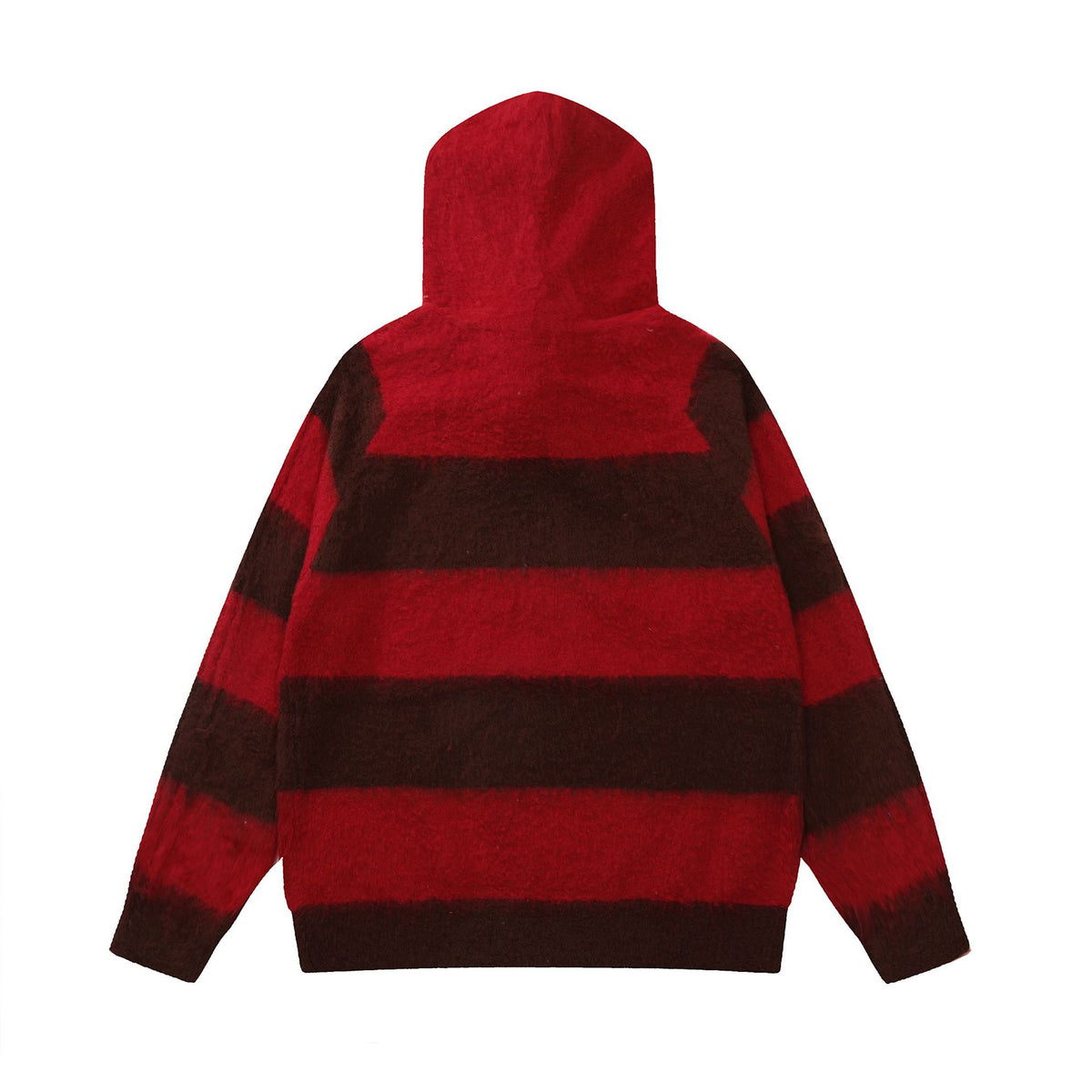 Retro hooded colorblock pullover sweater