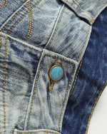 Loose-fitting washed denim jeans