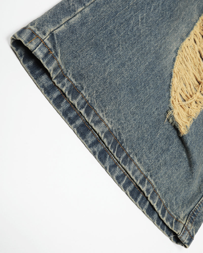 Vintage distressed denim cropped shorts