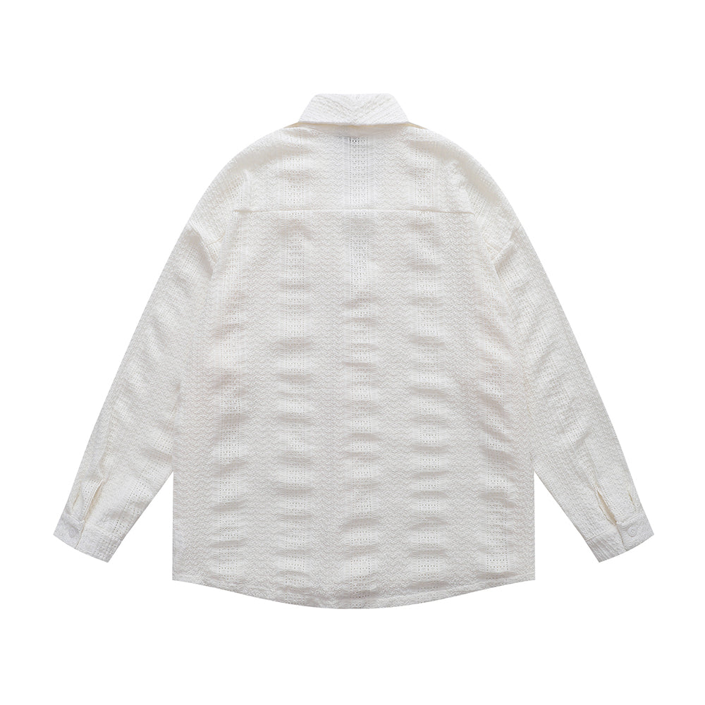 休閑情侶長袖襯衫