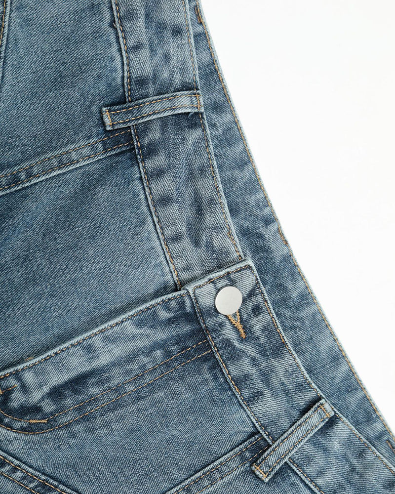 復古水洗牛仔長褲