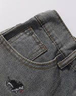 Puppy Embroidered Cropped Shorts