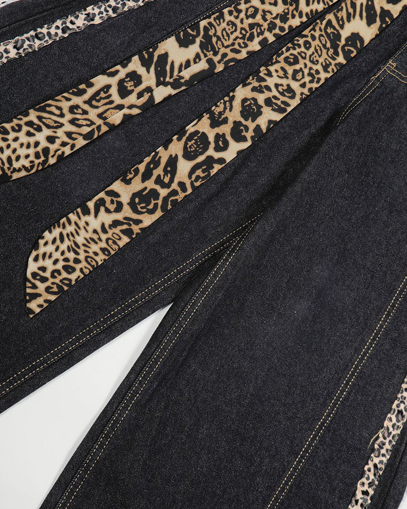 Loose leopard print jeans