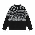 復古流蘇撞色圓領毛衣