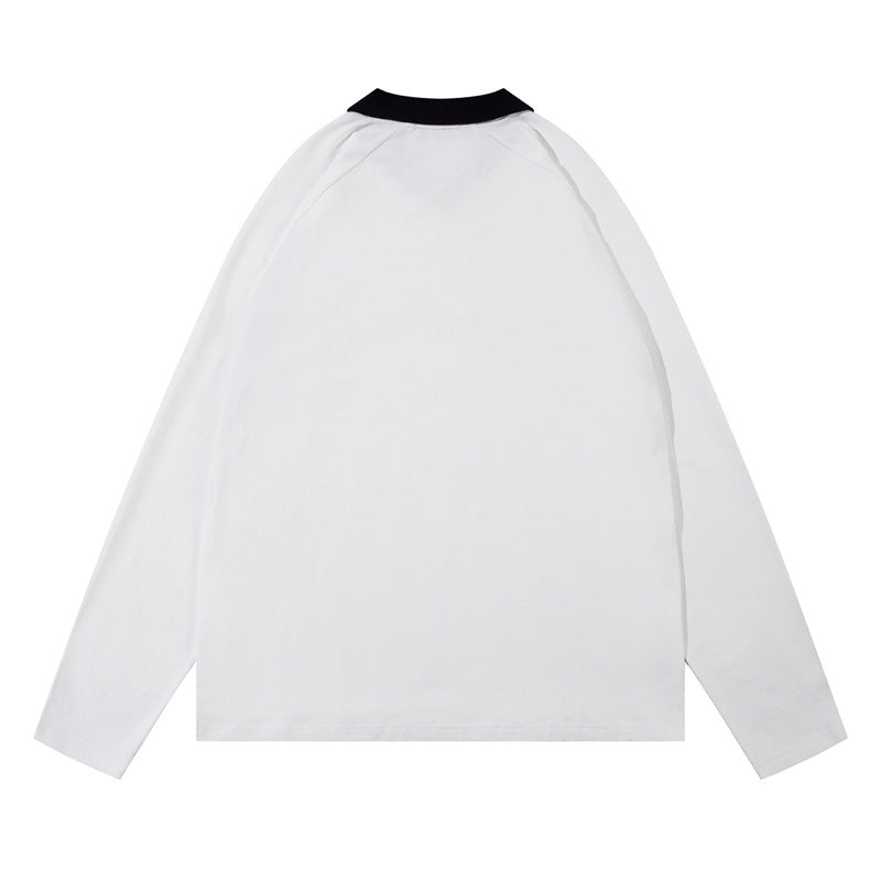 復古運動風撞色拼接長袖