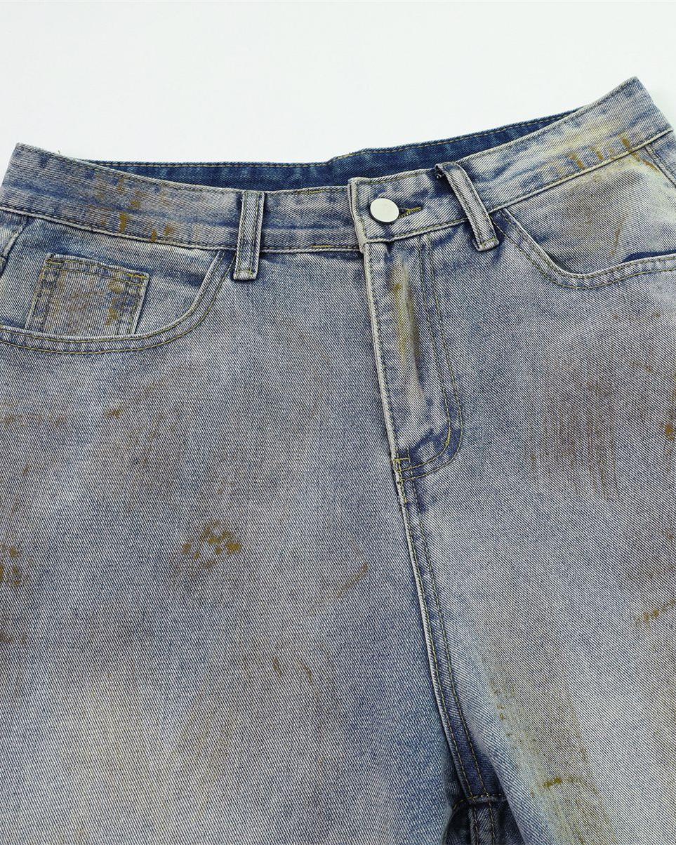 休閑直筒牛仔褲