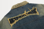 Retro patchwork lapel denim jacket