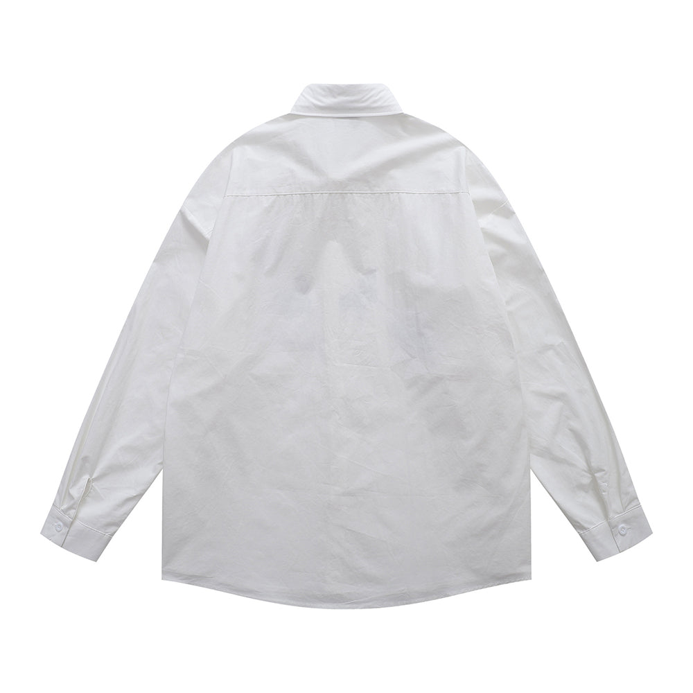 Vintage butterfly print long-sleeved shirt