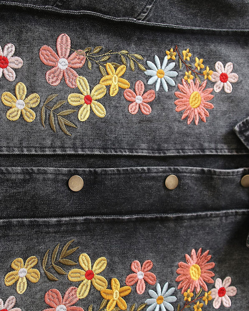 꽃 자수 데님 재킷