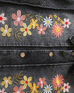 꽃 자수 데님 재킷