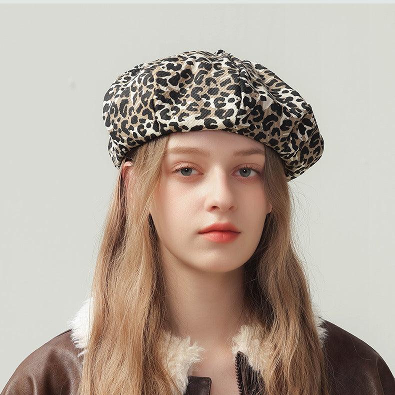 復古豹紋帽