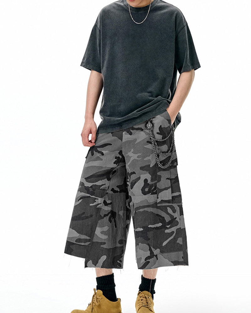 迷彩工裝七分褲