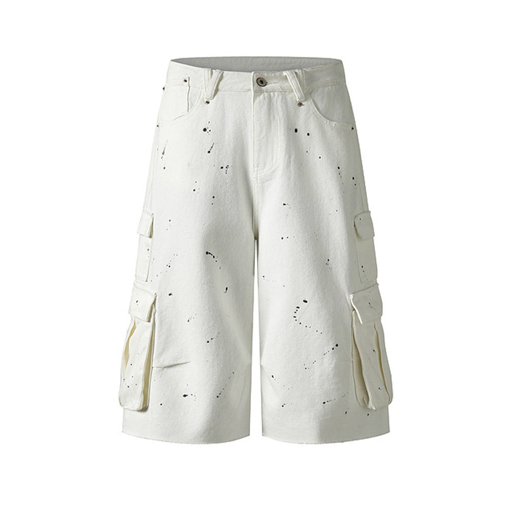 Distressed washed shorts