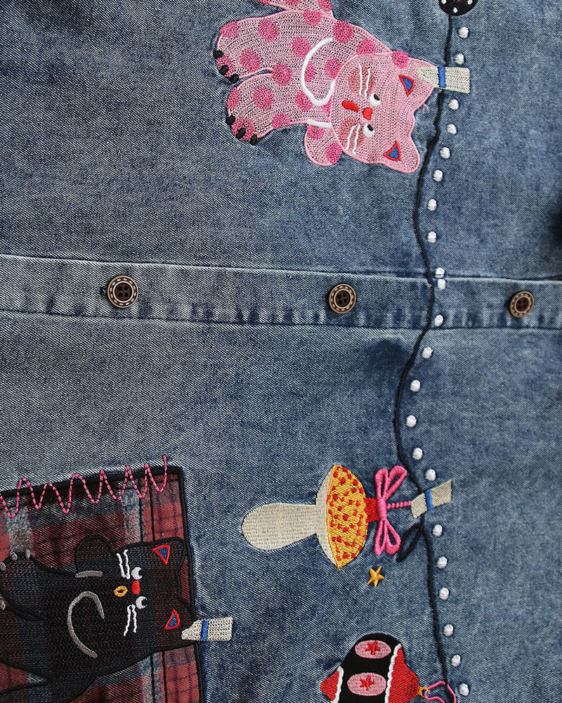 빈티지 패치워크 데님 재킷